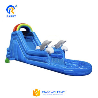 Gray Little Whale Inflatable Water Slide with Blue Ocean Water Pool and Blower Included