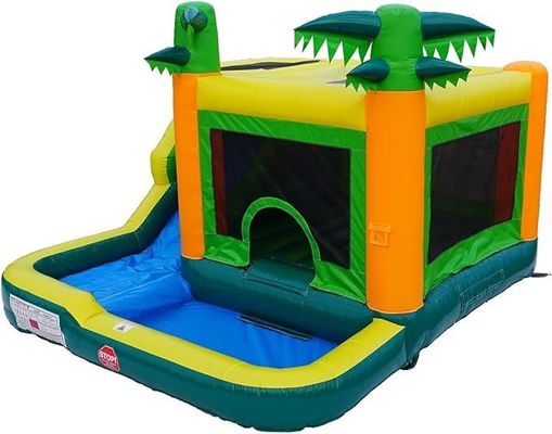 Tropical PVC Inflatable Water Bounce House Pool Water Slide Max Capacity 100-500kg