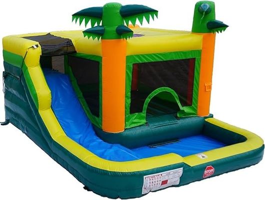 Tropical PVC Inflatable Water Bounce House Pool Water Slide Max Capacity 100-500kg