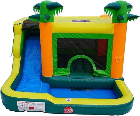 Tropical PVC Inflatable Water Bounce House Pool Water Slide Max Capacity 100-500kg