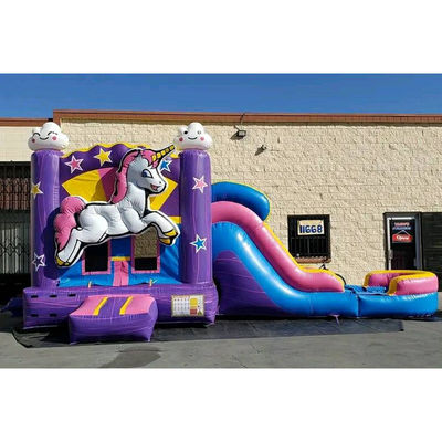 Unisex PORTABLE 3D Rainbow Unicorn Inflatable Bounce House with Slide n combo waterslide