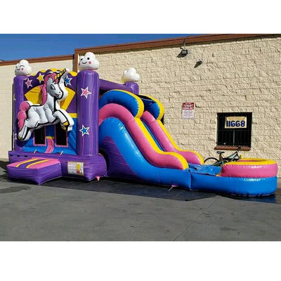 Unisex PORTABLE 3D Rainbow Unicorn Inflatable Bounce House with Slide n combo waterslide