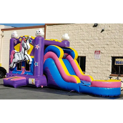 Unisex PORTABLE 3D Rainbow Unicorn Inflatable Bounce House with Slide n combo waterslide