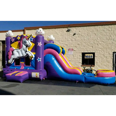 Unisex PORTABLE 3D Rainbow Unicorn Inflatable Bounce House with Slide n combo waterslide