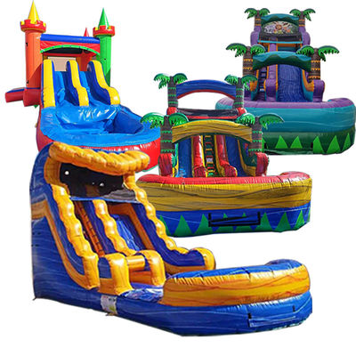 Portable Fun Guaranteed with Small Tropical Inflatable Waterslide Combo Bounce House