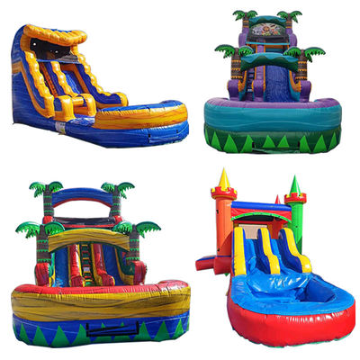 Portable Fun Guaranteed with Small Tropical Inflatable Waterslide Combo Bounce House