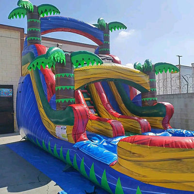 Portable Fun Guaranteed with Small Tropical Inflatable Waterslide Combo Bounce House