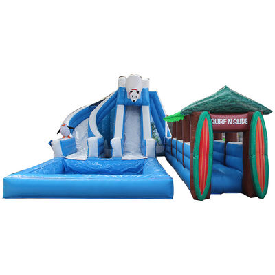 Park Polar Bear Series Inflatable Water Slide with Swimming Pool Made of Oxford Cloth