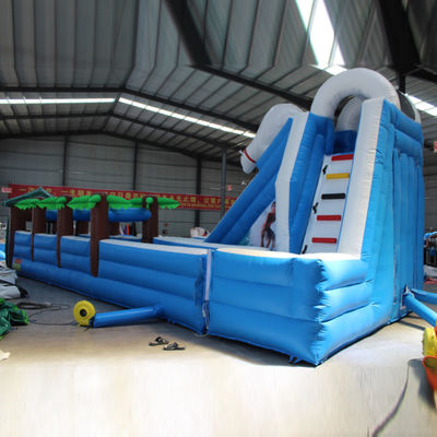 Park Polar Bear Series Inflatable Water Slide with Swimming Pool Made of Oxford Cloth