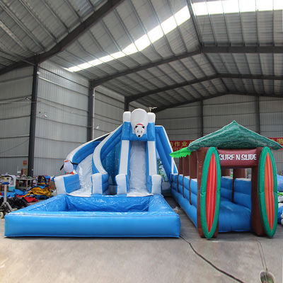 Park Polar Bear Series Inflatable Water Slide with Swimming Pool Made of Oxford Cloth