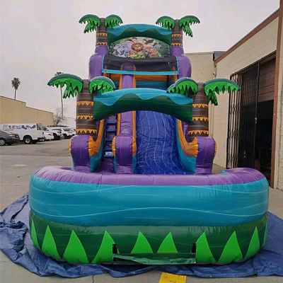 Inflatable Rainforest Castle with Slide and Pool Slide Water Inflatable Castle Combo