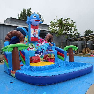 Customized Color Popular Small Shark Inflatable Water Slide with Pool