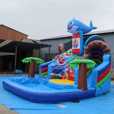 Customized Color Popular Small Shark Inflatable Water Slide with Pool