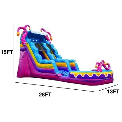Unisex 28ft Inflatable Water Slide with Pool and Blower Wet/Dry Bounce House Combo