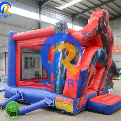 Spiderman Castle Slide Combo with Swimming Pool in Commercial Inflatable Amusement Park