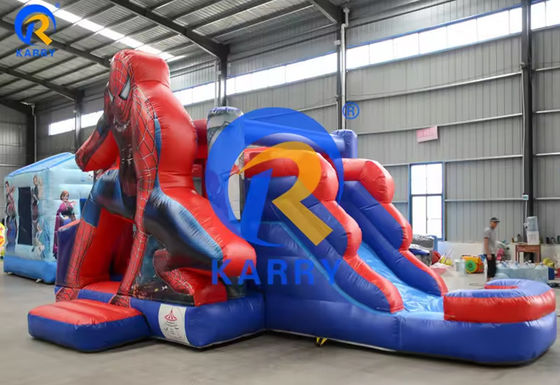 Spiderman Castle Slide Combo with Swimming Pool in Commercial Inflatable Amusement Park