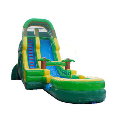 25FT Inflatable Water Slide with Water Pool and Palm Tree Pattern Large Bounce House