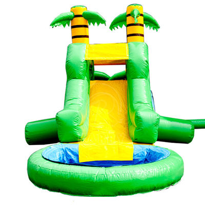 25FT Inflatable Water Slide with Water Pool and Palm Tree Pattern Large Bounce House