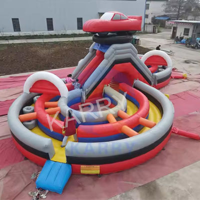 Team Competitive Inflatable Obstacle Course Track with Slide and Repair Kits Included