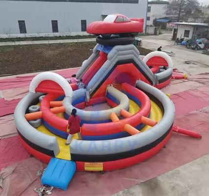 Team Competitive Inflatable Obstacle Course Track with Slide and Repair Kits Included