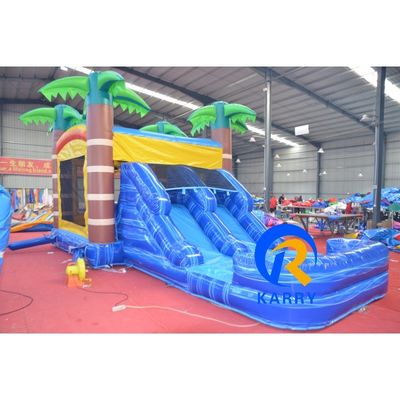 8x4m Customized Inflatable Coconut Palm Tree Bounce House with Slide and Pool Combo
