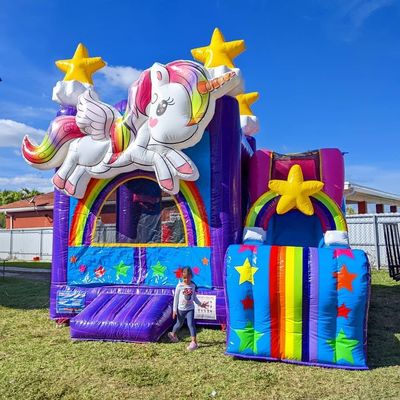 Customized Color Unicorn Bouncy Castle Inflatable Bounce House for Kids' Jumping Games