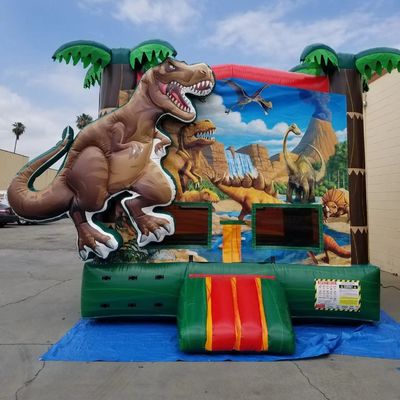 Air Blower Included Pop Dinosaur Land Inflatable Trampoline for Children and Adults