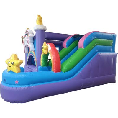 8-13 Years Age Range Inflatable Bounce House with Slide and Rainbow Horse Design