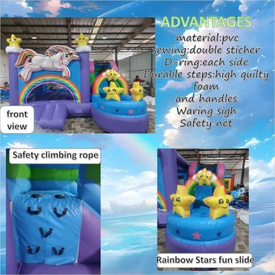 8-13 Years Age Range Inflatable Bounce House with Slide and Rainbow Horse Design