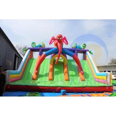 Commercial Spiderman Bounce House Obstacle Combo Castle Inflatable Bouncer Water Slide