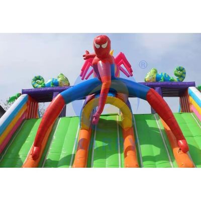 Commercial Spiderman Bounce House Obstacle Combo Castle Inflatable Bouncer Water Slide