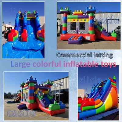 Outdoor Park Unisex Commercial Colorful Tetris Jumping Inflatable Bounce House for Kids