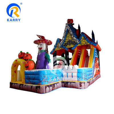 Popular Castle Halloween Witch Castle Inflatable Bounce House with Slide and Air Blower