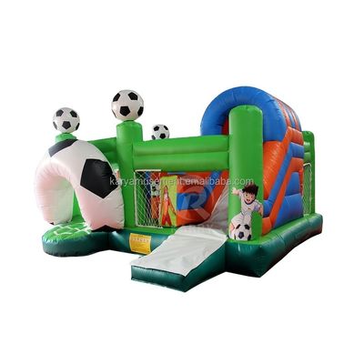 Jump Slide and Score PVC Inflatable Bouncer House Combo for Unisex Soccer Enthusiasts