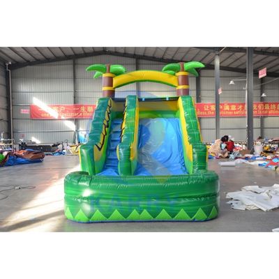 6*3 Optional Sizes Fun Green Palm Tree Inflatable Waterslide Combo Bounce House with Pool
