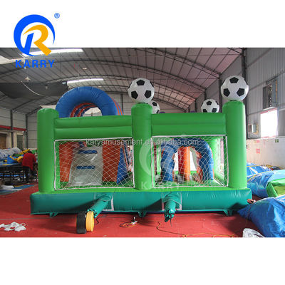 Jump Slide and Score PVC Inflatable Bouncer House Combo for Unisex Soccer Enthusiasts
