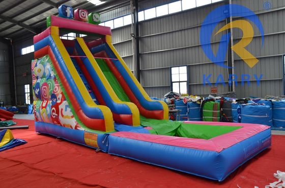Custom Logo Printed Inflatable Water Slide and Blower with Pool in 2024
