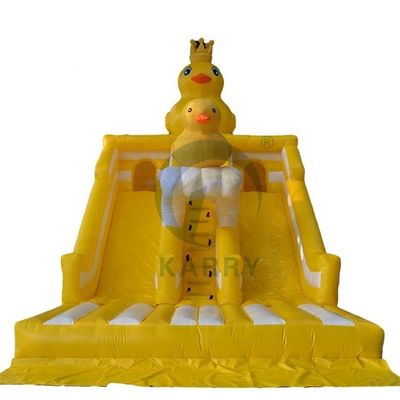 Unisex Little Yellow Duck Theme Jumping Castle Double Slides for Children's Park
