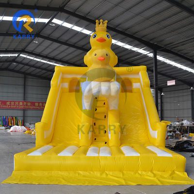 Unisex Little Yellow Duck Theme Jumping Castle Double Slides for Children's Park