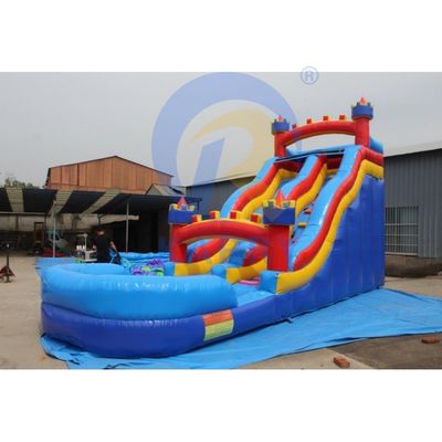Indoor Red and Blue Kids Water Park Inflatable Games Slide with Digital Printing Logo