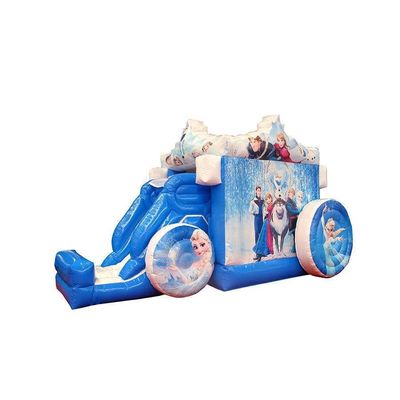 Frozen Inflatable Wagon with Slide Ice and Snow Princess Castle Outdoor Inflatable Toy