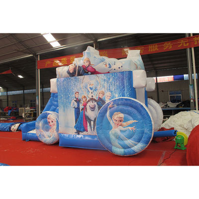 Frozen Inflatable Wagon with Slide Ice and Snow Princess Castle Outdoor Inflatable Toy