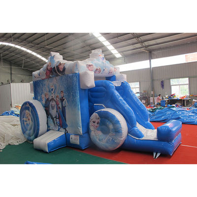 Frozen Inflatable Wagon with Slide Ice and Snow Princess Castle Outdoor Inflatable Toy