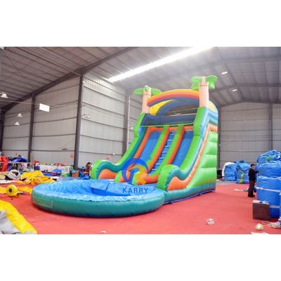 Customized Color Large Bouncy Castle Combo with Pool Digital Printing and Steep Slide