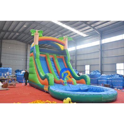 Customized Color Large Bouncy Castle Combo with Pool Digital Printing and Steep Slide