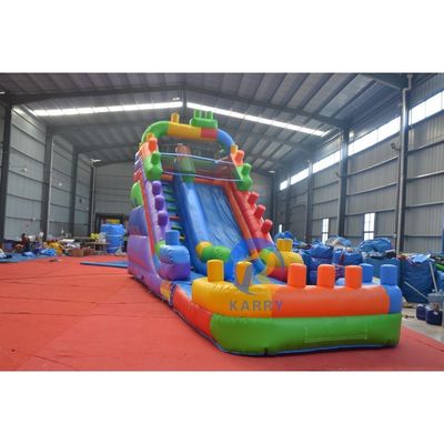 16' Building Blocks Wet/Dry Inflatable Water Slide Bounce House Combo for Family Play