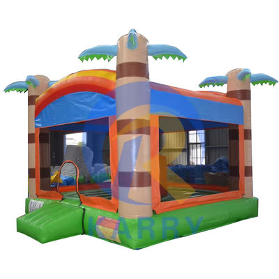 Unisex Children's Inflatable Bouncer House with Customizable Palm Tree Trampoline Bed