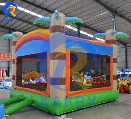 Unisex Children's Inflatable Bouncer House with Customizable Palm Tree Trampoline Bed