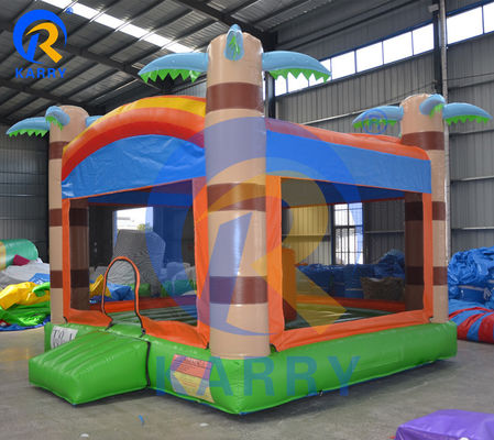 Unisex Children's Inflatable Bouncer House with Customizable Palm Tree Trampoline Bed