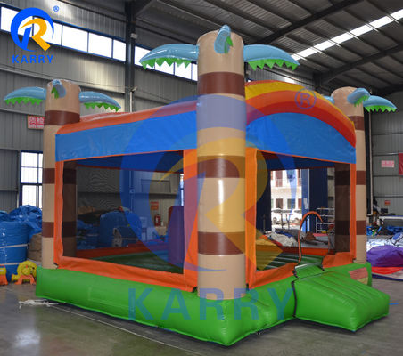 Unisex Children's Inflatable Bouncer House with Customizable Palm Tree Trampoline Bed